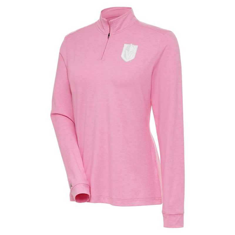 Women's Antigua Pink Vegas Golden Knights White Logo Mentor Quarter-Zip Jacket