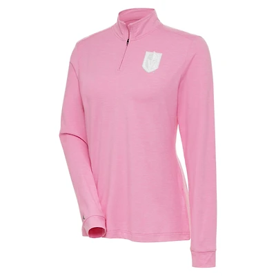 Women's Antigua Pink Vegas Golden Knights White Logo Mentor Quarter-Zip Jacket