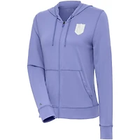 Women's Antigua Lavender Vegas Golden Knights White Logo Advance Full-Zip Hoodie