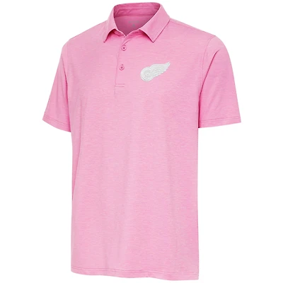 Men's Antigua  Pink Detroit Red Wings White Logo Par 3 Polo