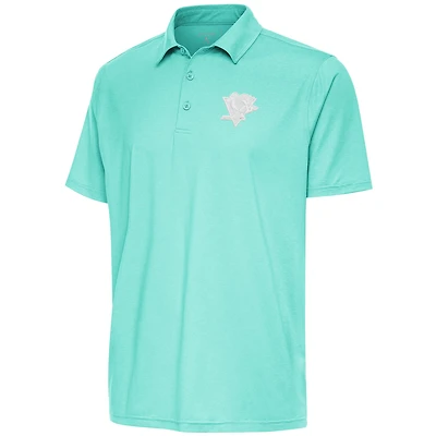 Men's Antigua  Heather Aqua Pittsburgh Penguins White Logo Par 3 Polo