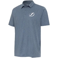 Men's Antigua  Heather Navy Tampa Bay Lightning White Logo Par 3 Polo