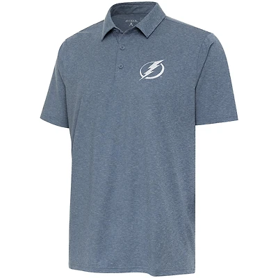Men's Antigua  Heather Navy Tampa Bay Lightning White Logo Par 3 Polo