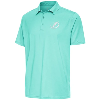 Men's Antigua  Heather Aqua Tampa Bay Lightning White Logo Par 3 Polo