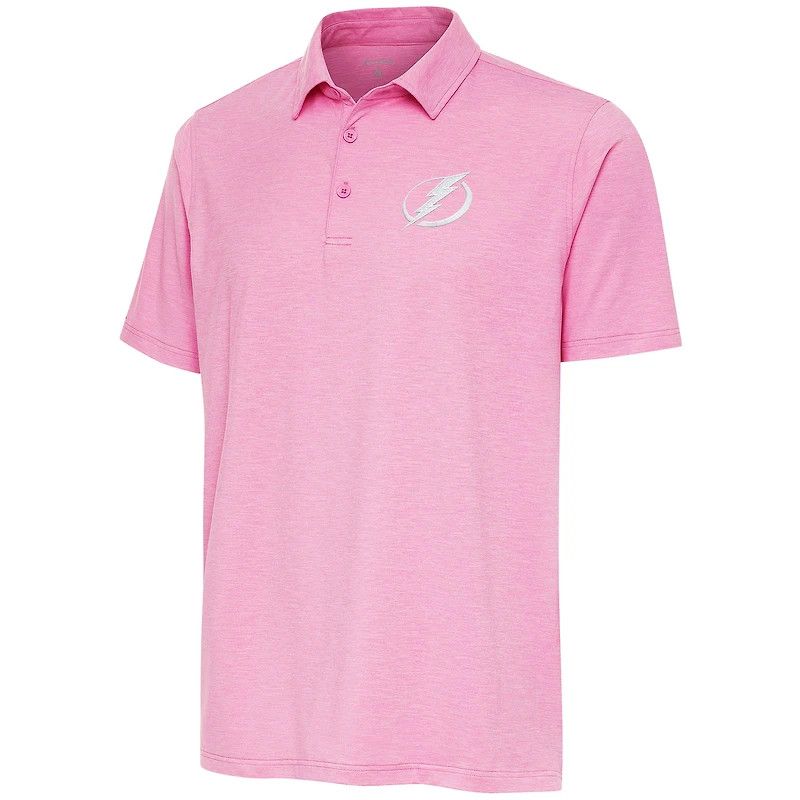 Men's Antigua  Pink Tampa Bay Lightning White Logo Par 3 Polo