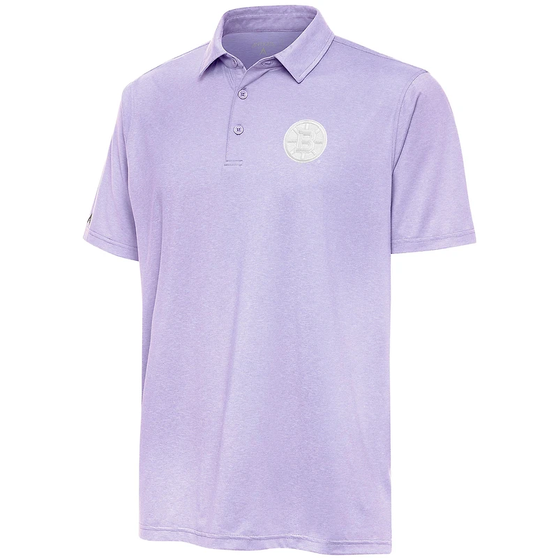 Men's Antigua  Lavender Boston Bruins White Logo Par 3 Polo