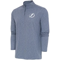Men's Antigua  Heather Navy Tampa Bay Lightning White Logo Hunk Quarter-Zip Pullover