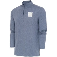 Men's Antigua  Heather Navy New York Rangers White Logo Hunk Quarter-Zip Pullover