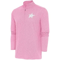 Men's Antigua  Pink Dallas Stars White Logo Hunk Quarter-Zip Pullover