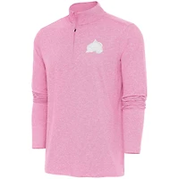Men's Antigua  Pink Colorado Avalanche White Logo Hunk Quarter-Zip Pullover