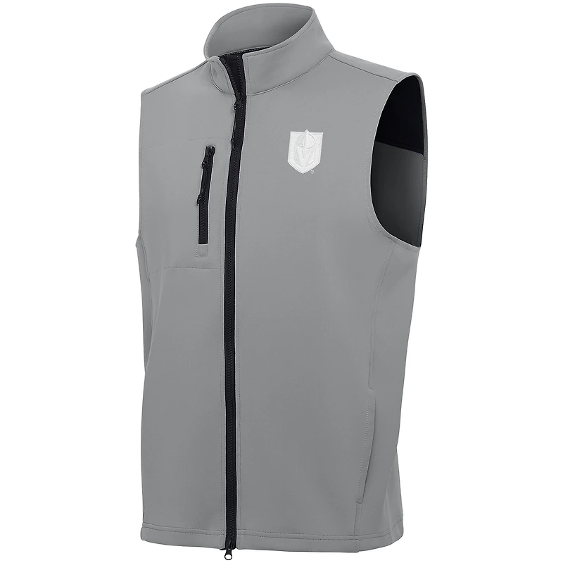 Men's Antigua  Gray Vegas Golden Knights White Logo Demand Full-Zip Vest