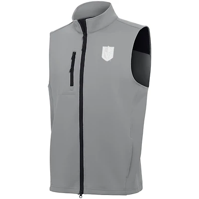 Men's Antigua  Gray Vegas Golden Knights White Logo Demand Full-Zip Vest