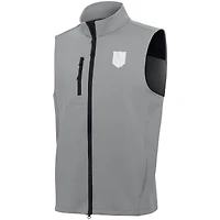 Men's Antigua  Gray Vegas Golden Knights White Logo Demand Full-Zip Vest