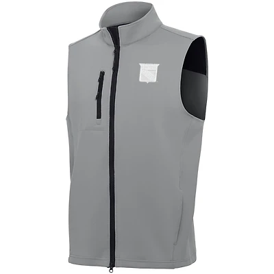 Men's Antigua  Gray New York Rangers White Logo Demand Full-Zip Vest