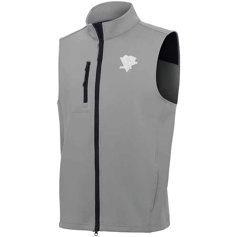 Men's Antigua  Gray Pittsburgh Penguins White Logo Demand Full-Zip Vest