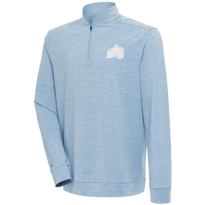 Men's Antigua Light Blue Colorado Avalanche White Logo Bright Quarter-Zip Pullover