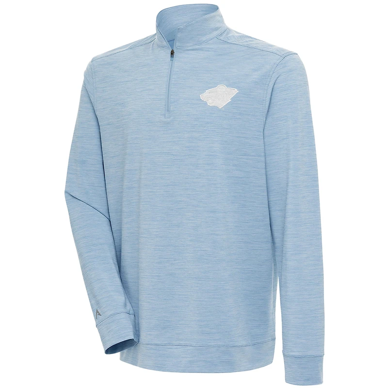 Men's Antigua Light Blue Minnesota Wild White Logo Bright Quarter-Zip Pullover