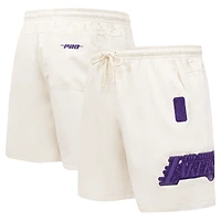 Men's Pro Standard Cream Los Angeles Lakers Triple Tonal Woven Shorts