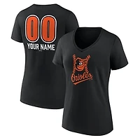 Women's  Black Baltimore Orioles Personalized Name & Number Fastball V-Neck T-Shirt