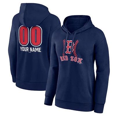 Women's  Navy Boston Red Sox Personalized Name & Number Fastball Pullover Hoodie