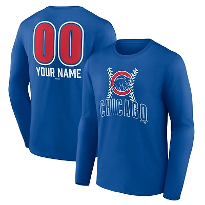 Men's  Royal Chicago Cubs Personalized Name & Number Fastball Long Sleeve T-Shirt