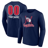 Men's  Navy Cleveland Guardians Personalized Name & Number Fastball Long Sleeve T-Shirt