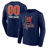 Men's  Navy Detroit Tigers Personalized Name & Number Fastball Long Sleeve T-Shirt