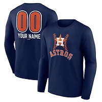 Men's  Navy Houston Astros Personalized Name & Number Fastball Long Sleeve T-Shirt