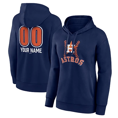 Women's  Navy Houston Astros Personalized Name & Number Fastball Pullover Hoodie