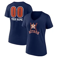 Women's  Navy Houston Astros Personalized Name & Number Fastball V-Neck T-Shirt