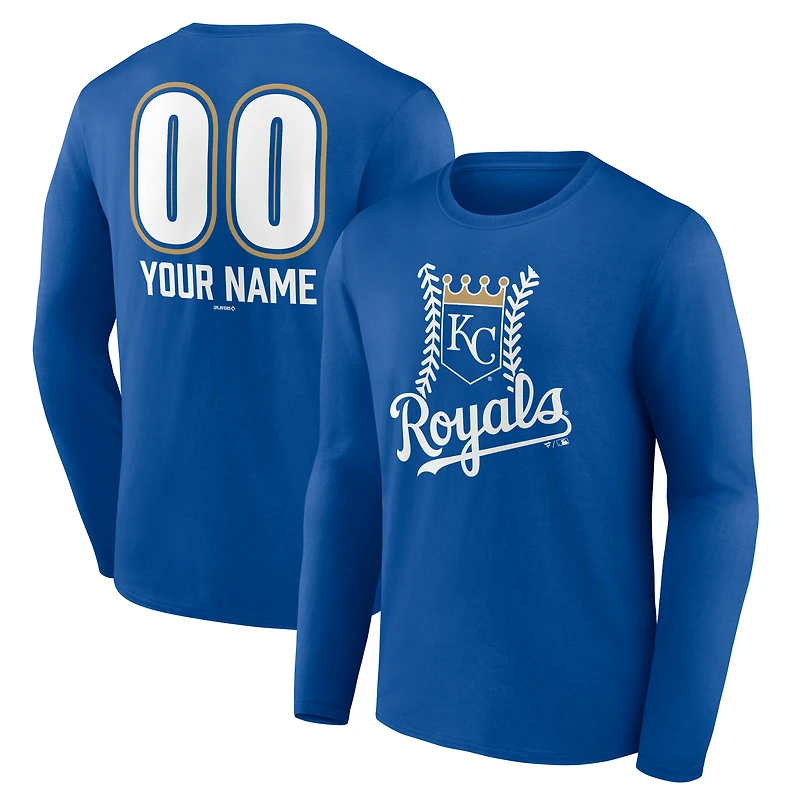 Men's  Royal Kansas City Royals Personalized Name & Number Fastball Long Sleeve T-Shirt