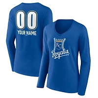 Women's  Royal Kansas City Royals Personalized Name & Number Fastball Long Sleeve V-Neck T-Shirt