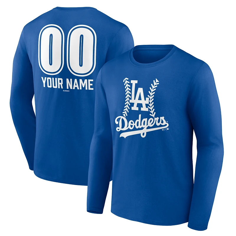 Men's  Royal Los Angeles Dodgers Personalized Name & Number Fastball Long Sleeve T-Shirt