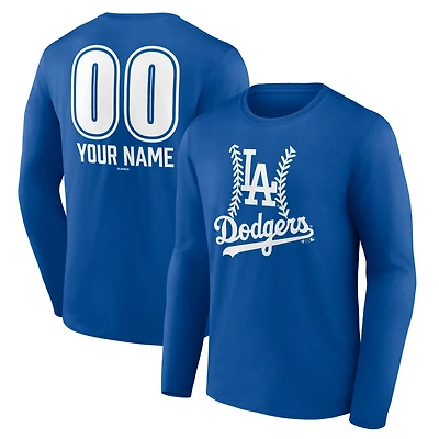 Men's  Royal Los Angeles Dodgers Personalized Name & Number Fastball Long Sleeve T-Shirt