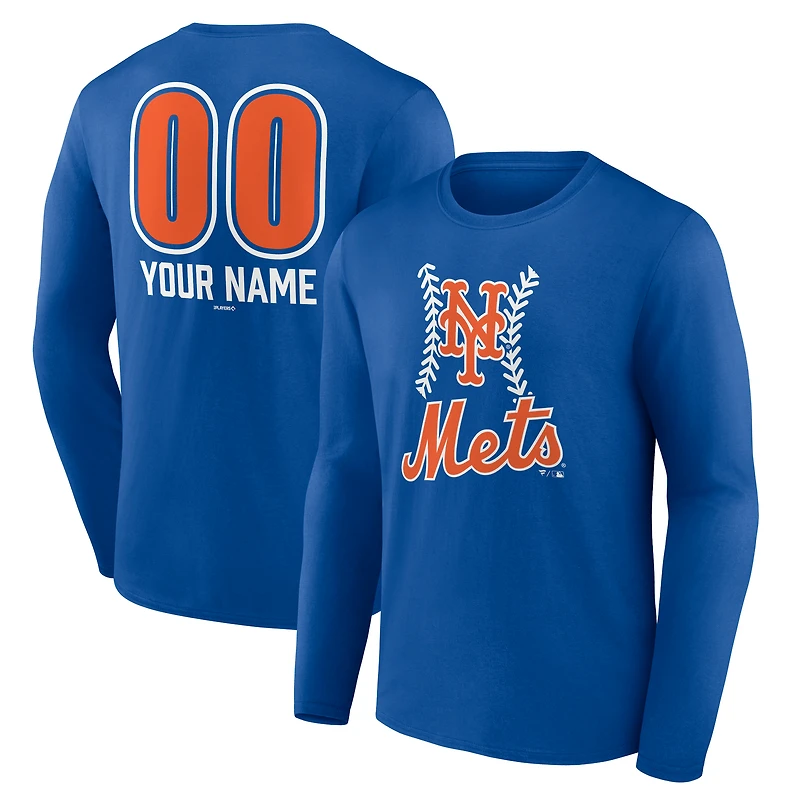 Men's  Royal New York Mets Personalized Name & Number Fastball Long Sleeve T-Shirt