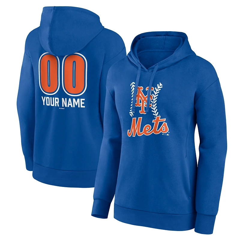 Women's  Royal New York Mets Personalized Name & Number Fastball Pullover Hoodie