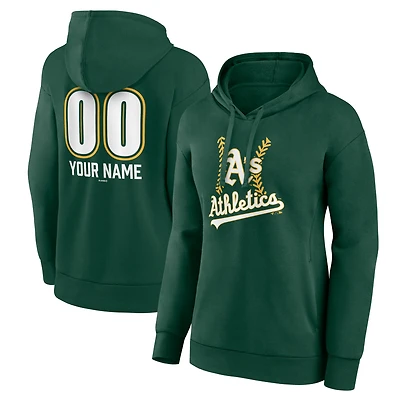 Women's Green Athletics Personalized Name & Number Fastball Pullover Hoodie