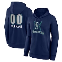 Women's  Navy Seattle Mariners Personalized Name & Number Fastball Pullover Hoodie