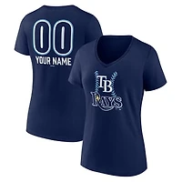 Women's  Navy Tampa Bay Rays Personalized Name & Number Fastball V-Neck T-Shirt
