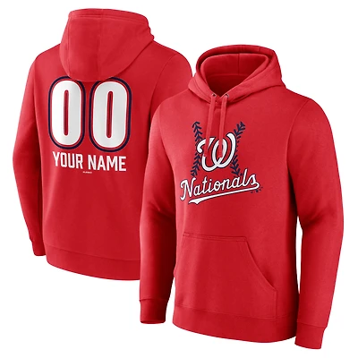 Men's  Red Washington Nationals Personalized Name & Number Fastball Pullover Hoodie