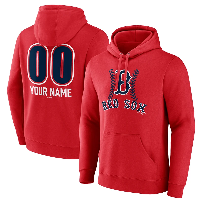 Men's Red Boston Red Sox Personalized Name & Number Fastball Pullover Hoodie