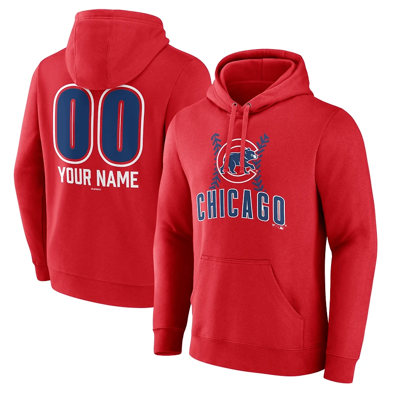 Men's Chicago Cubs Personalized Name & Number Fastball Pullover Hoodie