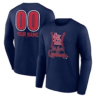 Men's  Navy St. Louis Cardinals Personalized Name & Number Fastball Long Sleeve T-Shirt