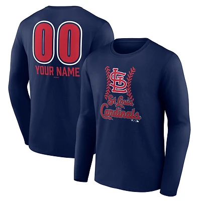 Men's  Navy St. Louis Cardinals Personalized Name & Number Fastball Long Sleeve T-Shirt