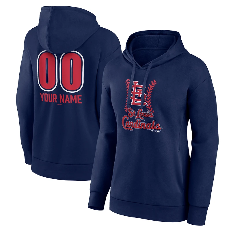 Women's  Navy St. Louis Cardinals Personalized Name & Number Fastball Pullover Hoodie