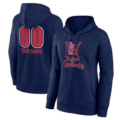 Women's  Navy St. Louis Cardinals Personalized Name & Number Fastball Pullover Hoodie