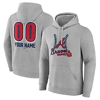 Men's  Gray Atlanta Braves Personalized Name & Number Fastball Pullover Hoodie