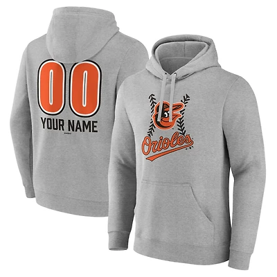 Men's  Gray Baltimore Orioles Personalized Name & Number Fastball Pullover Hoodie