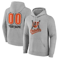 Men's  Gray Baltimore Orioles Personalized Name & Number Fastball Pullover Hoodie