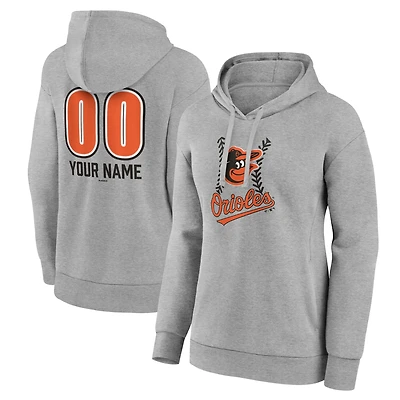 Women's  Gray Baltimore Orioles Personalized Name & Number Fastball Pullover Hoodie